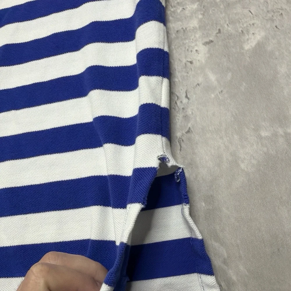 Vintage Polo Ralph Lauren Polo Shirt Mens L Blue Striped Short Sleeve Collared